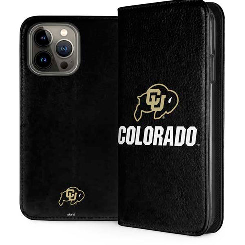 University of Colorado CU Logo on Black iPhone 15 Pro Max Folio Case